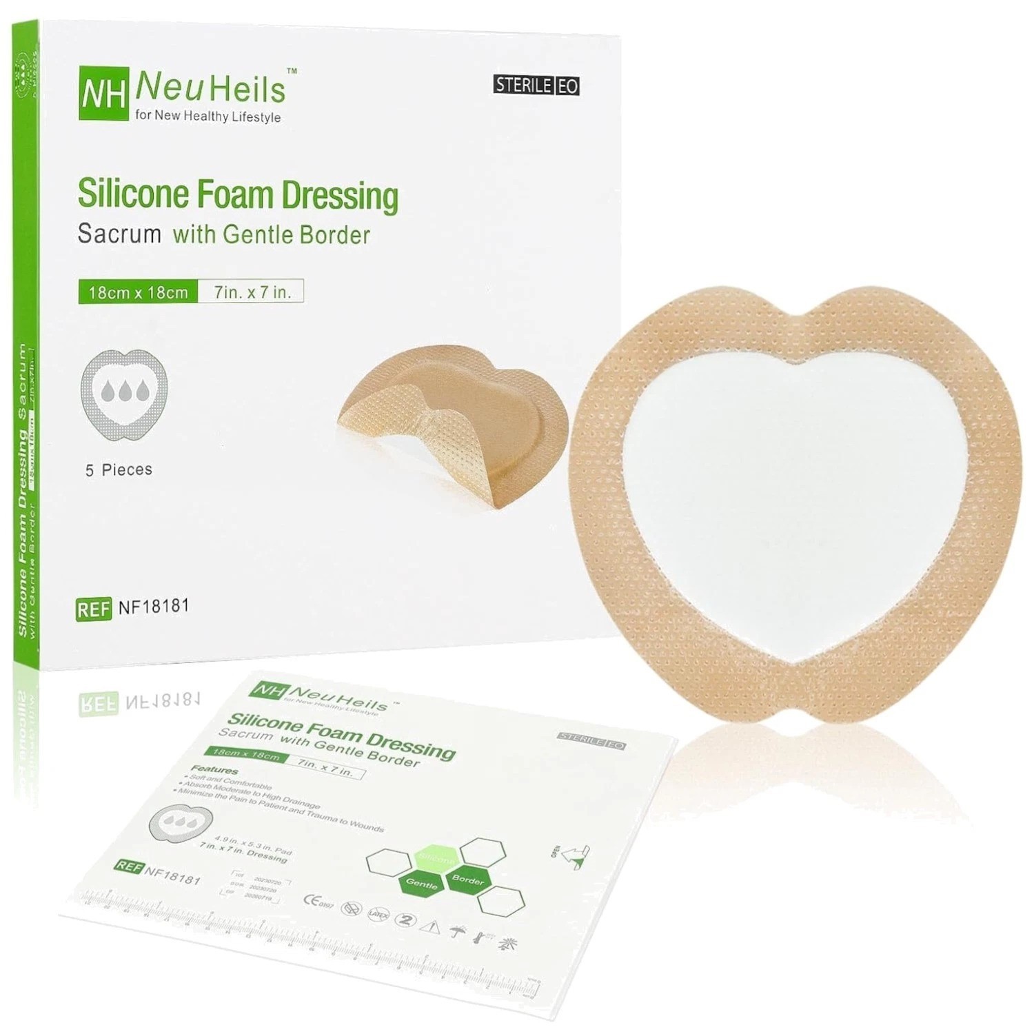 Silicone Foam Dressing for Sacral Ulcer 5 Pack