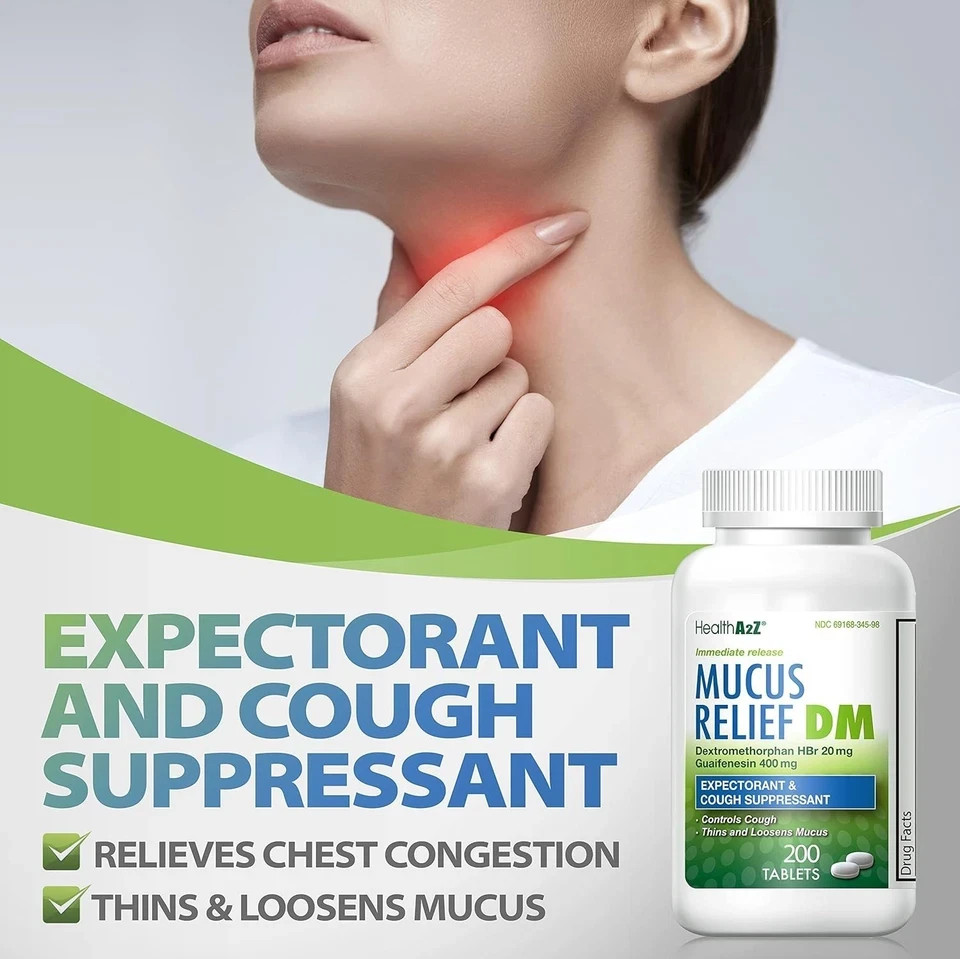 Mucus Relief DM Tablets | Dextromethorphan HBr 20mg | Guaifenesin 400mg | Cough