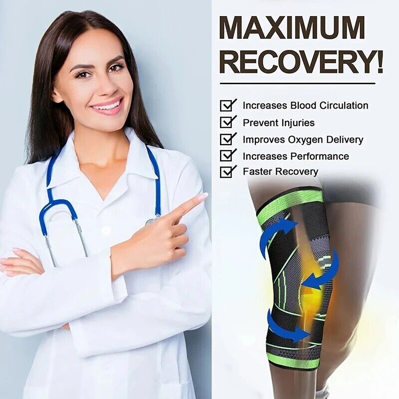 1/2x Knee Sleeve Compression Brace Support For Sport Joint Pain Arthritis Relief