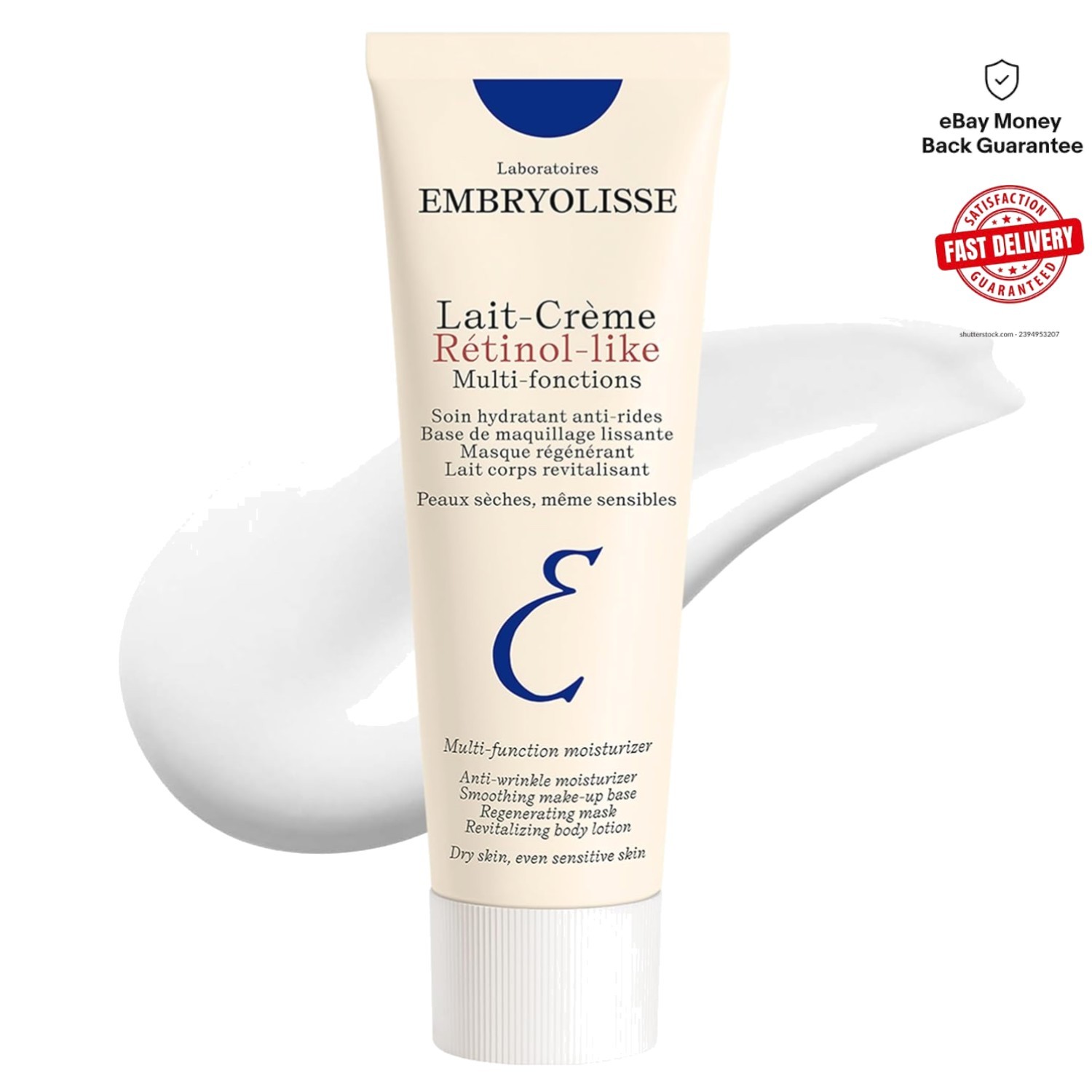 Lait-Crème Anti-Aging Face Moisturizer & Primer – 2.54 Fl Oz for Sensitive Skin