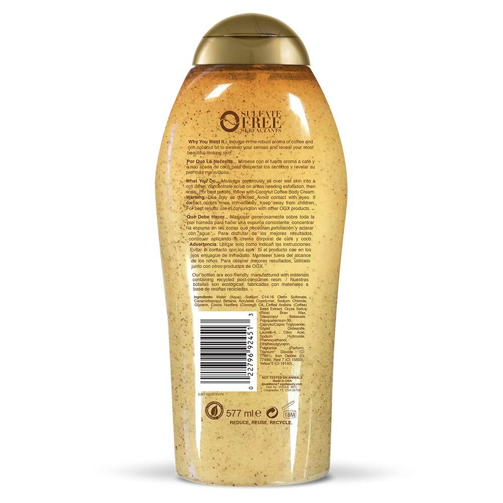 OGX Coconut Coffee Exfoliating Body Scrub & Wash – Hydrate & Renew