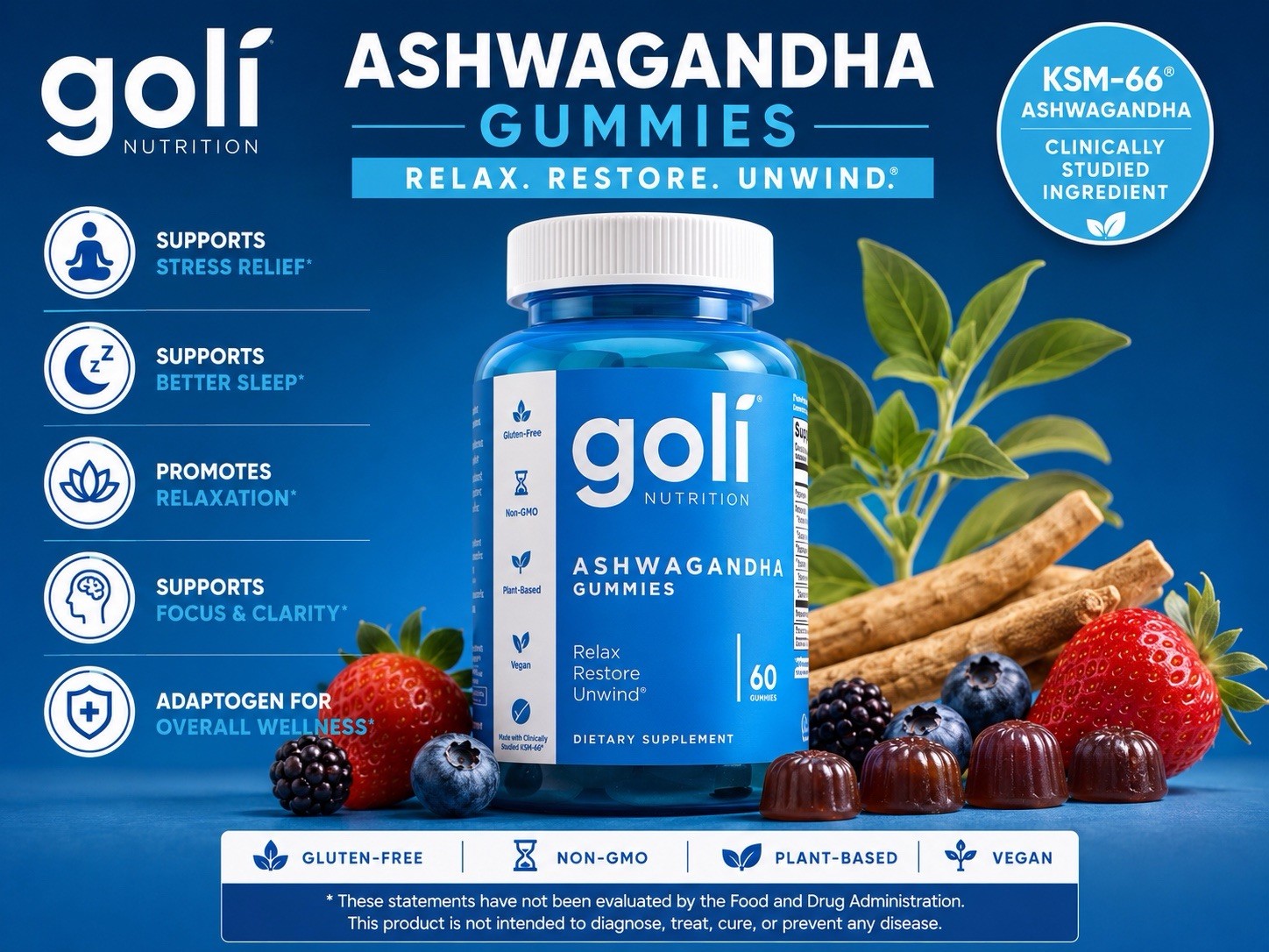 Goli Nutrition Ashwagandha Gummy Vitamins, 60 Count