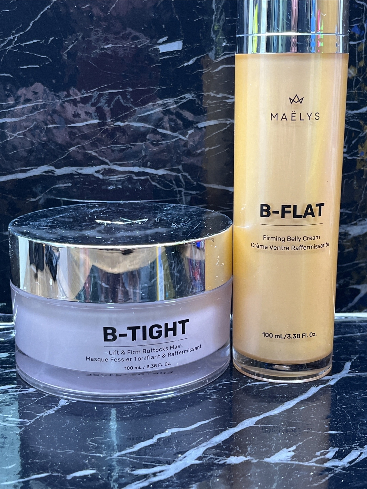 Maelys SET B-Flat Firming Belly Cream & B TIGHT FIRMING BOOTY MASK 3.38oz NWOB