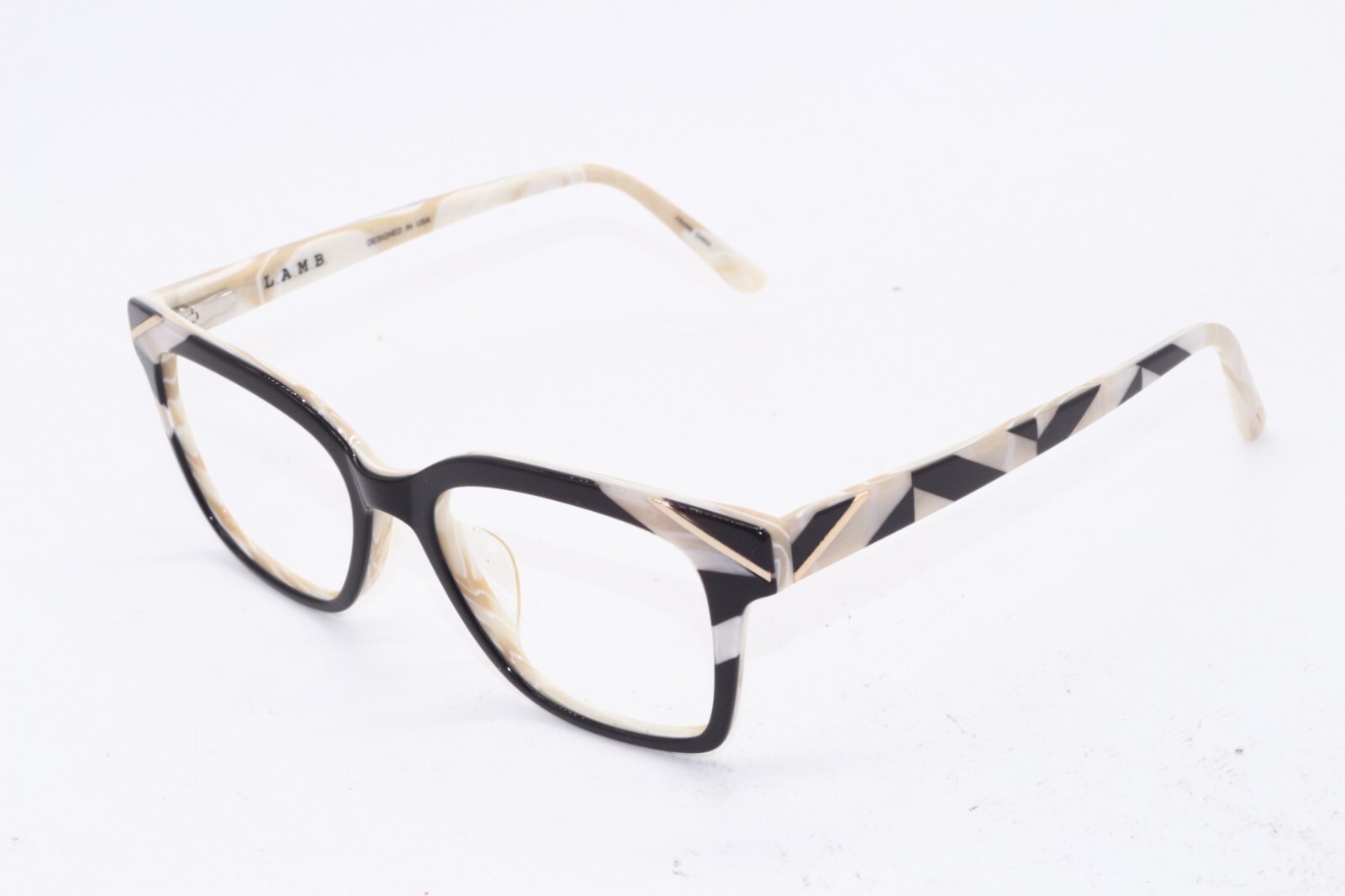 NEW L.A.M.B. LAMB LAUF105 BLACK BROWN GOLD AUTHENTIC FRAMES EYEGLASSES 55-18