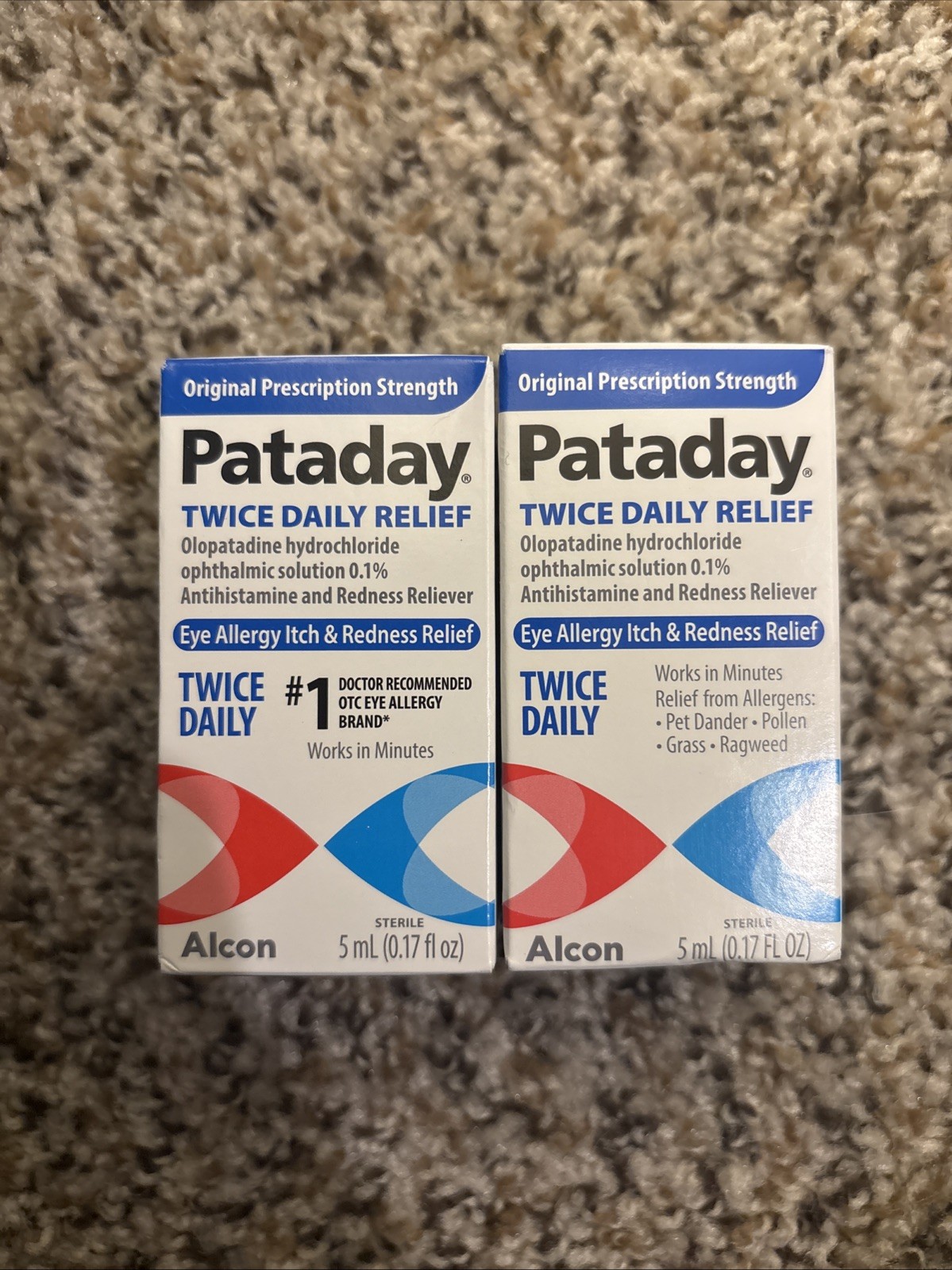 LOT OF 2 Pataday Twice Daily Eye Care Allergy Relief Eye Drops