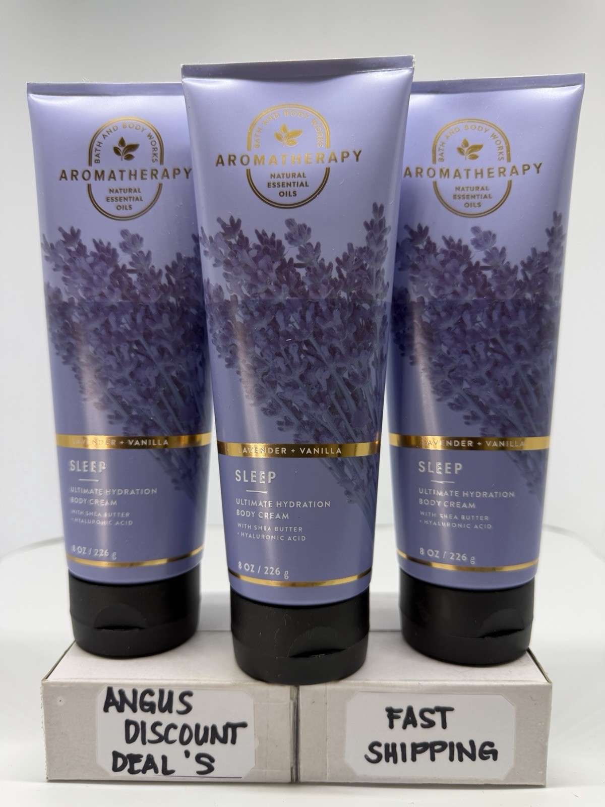 Bath & Body Works Aromatherapy Sleep LAVENDER VANILLA Body Cream 8 oz, 3Pcs NEW