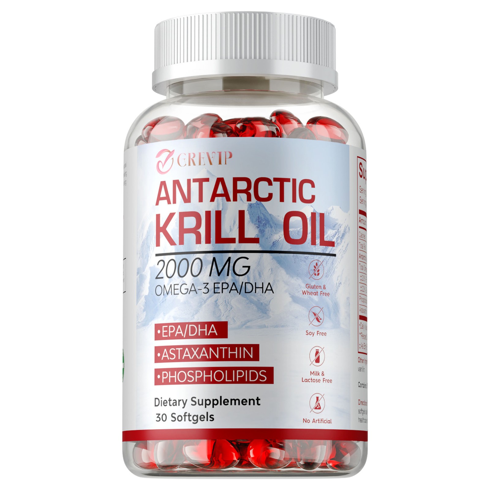 Antarctic Krill Oil 2000mg – with Omega-3 EPA, DHA , Astaxanthin & Phospholipids