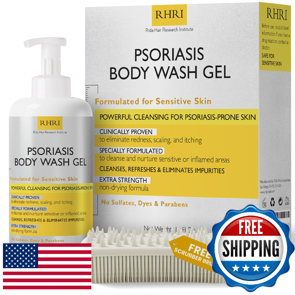 Psoriasis Body Wash Foaming Cleanser Dry Itchy Red Flaky Skin Treatment with Scr