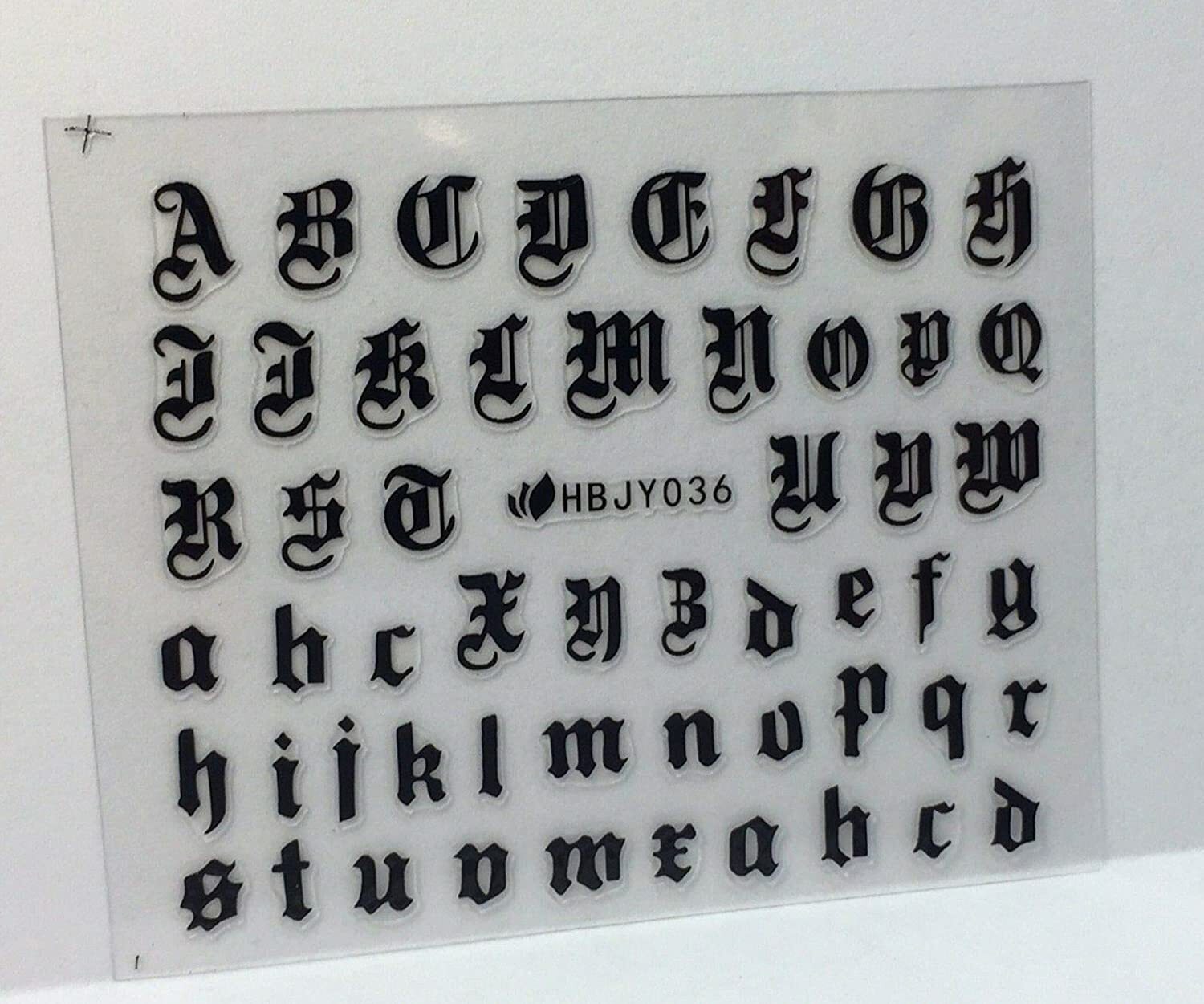 Nail Art 3D Decal Stickers Alphabet Letters Black HBJY036