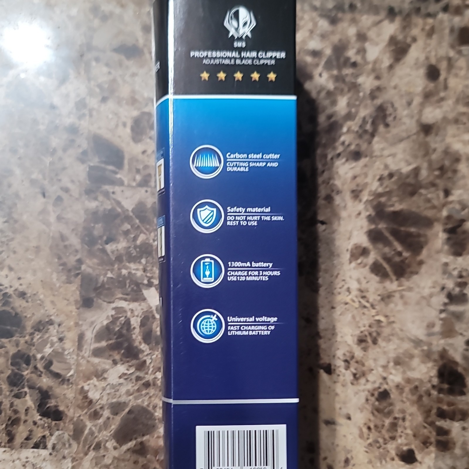 SMS Cordless Hair Clipper T-Blade Adjustable Blade USB Charging Gold
