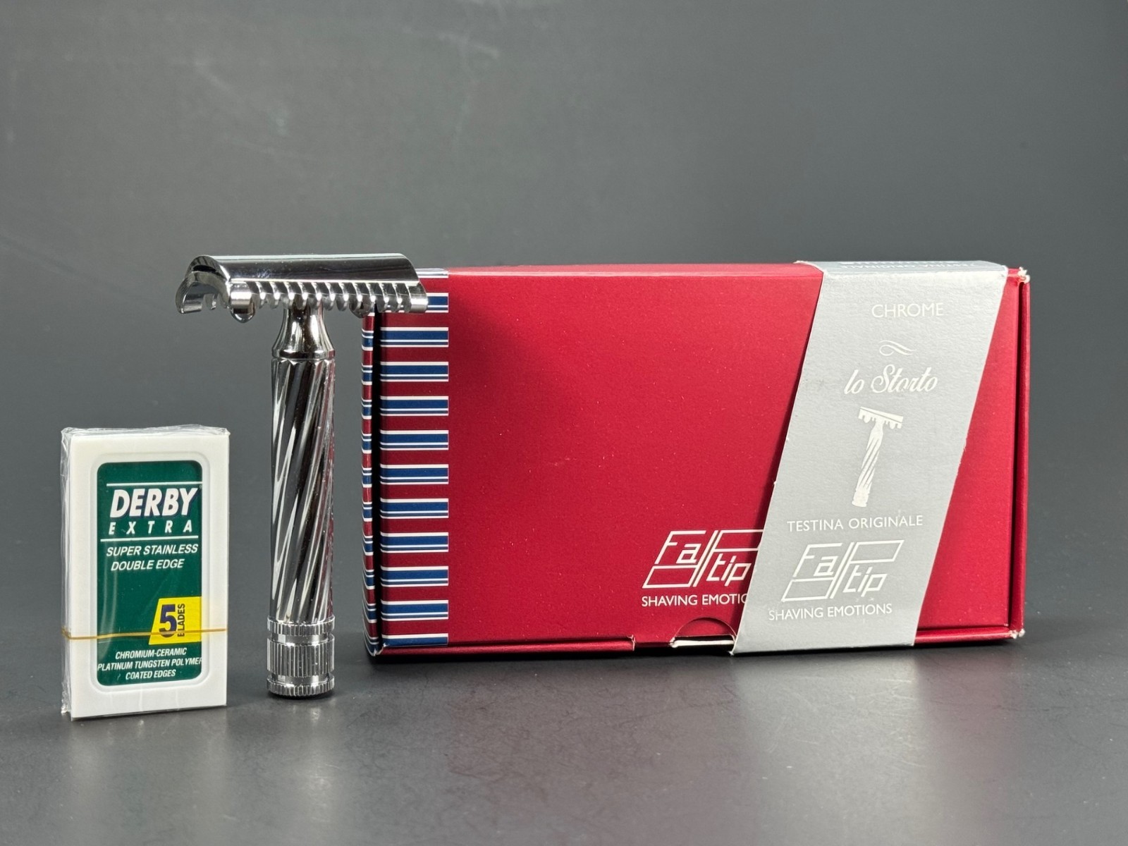 Fatip CNC Lo Storto Open Comb Slant Safety Razor Chrome Made in italy – Options