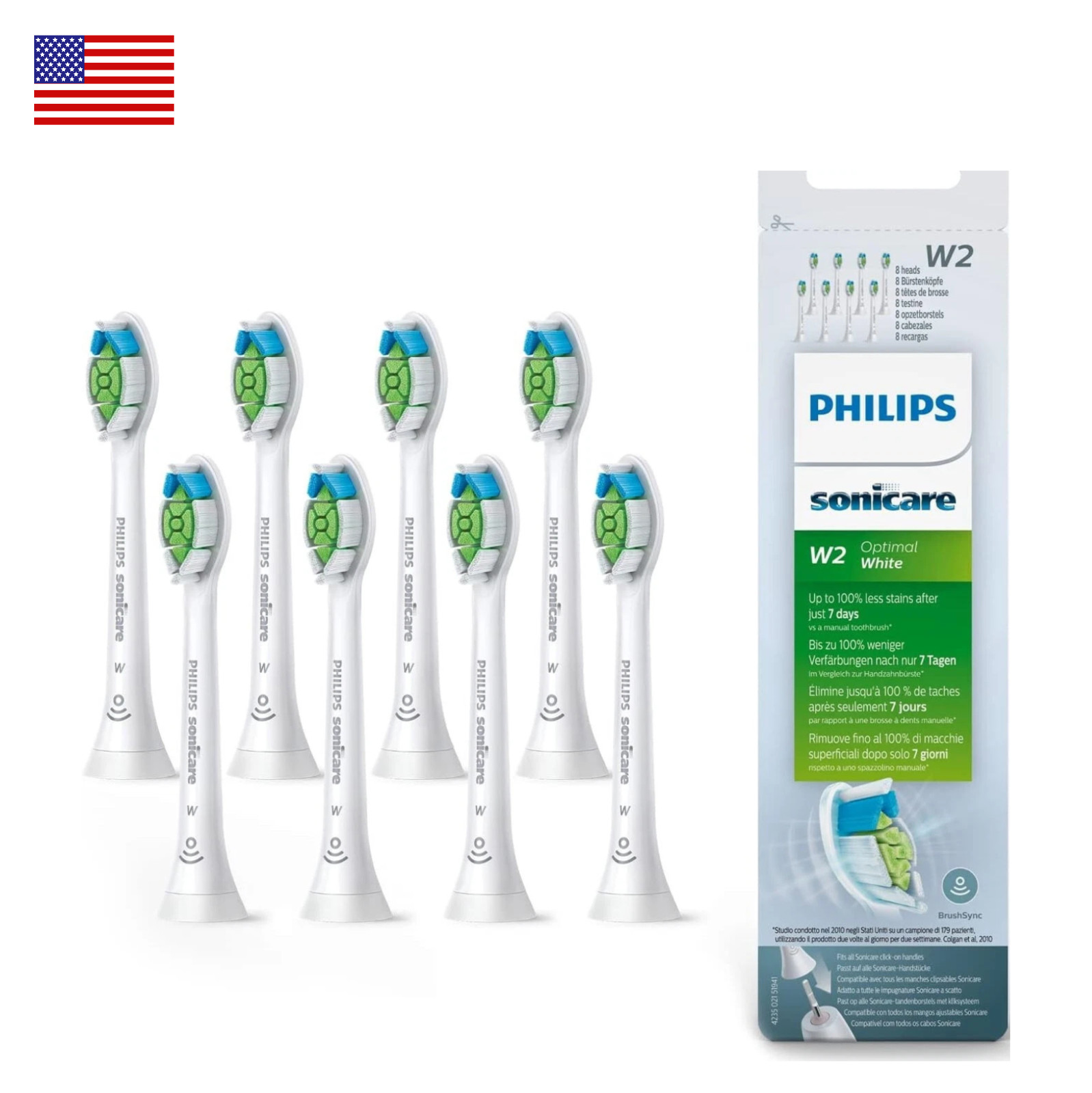 8x Packs Philips Sonicare W2 White Brush Heads Replacement