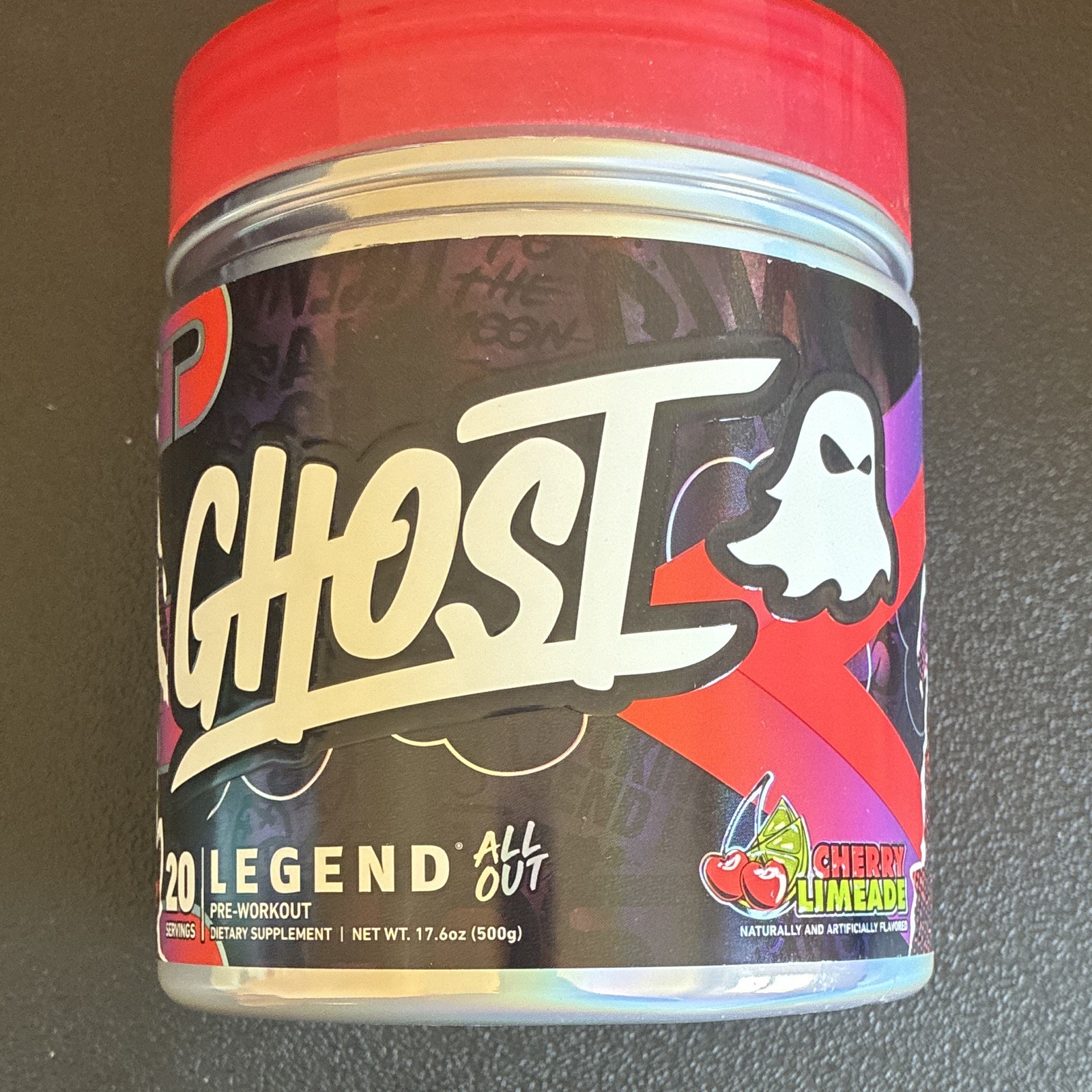GHOST Legend All Out Pre-Workout Powder Cherry Limeade GF/SF 17.6 oz exp 05/27