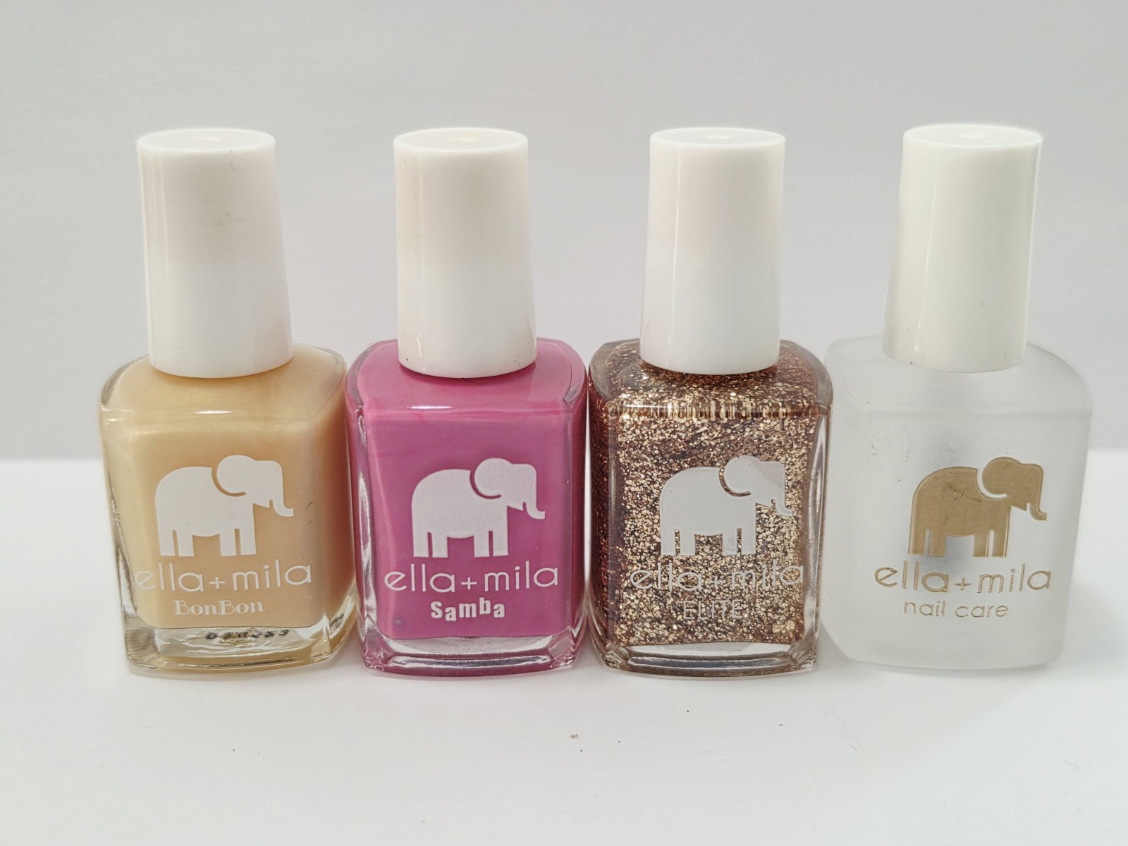 Ella + Mila Polish As Pictured Prep, Drippin’ gold, Dessert Island, Sun Has Set