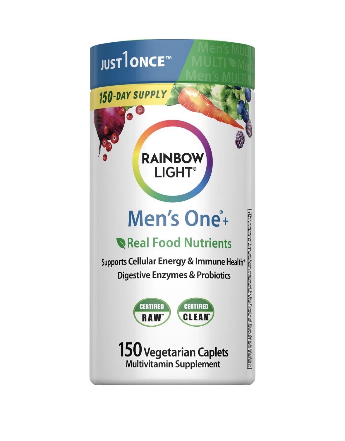 Rainbow Light Mens Multivitamin One + | 150 Caplets | Supports Cellular Ener…