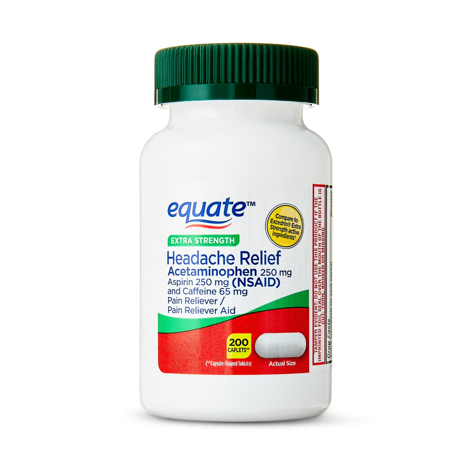 2 PACK Equate Extra Strength Headache Relief Caplets, 250mg, 200 Count
