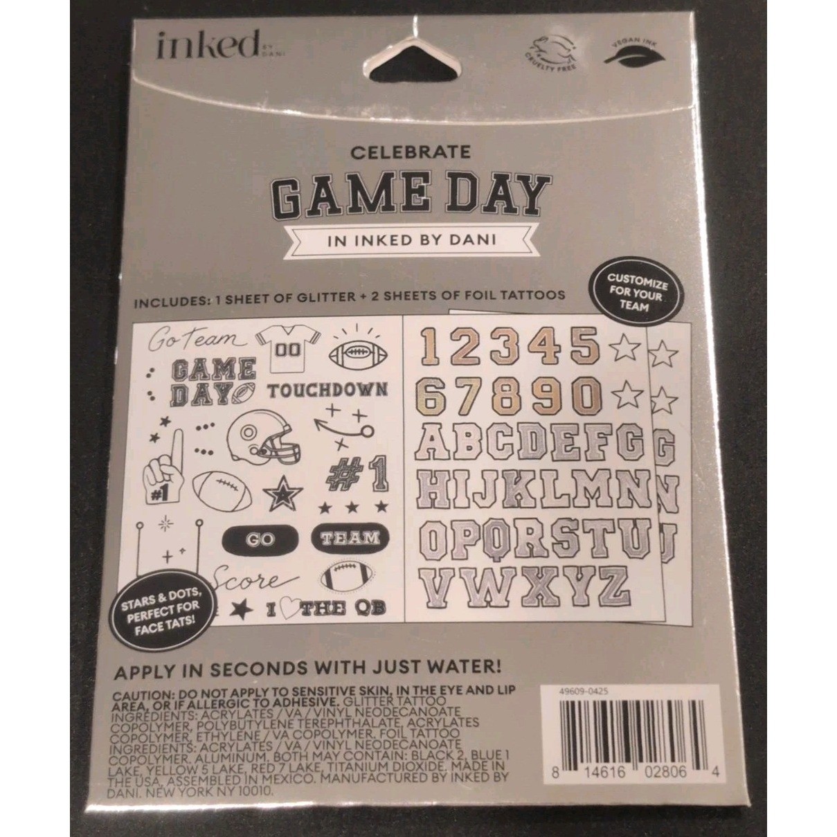 Inked by Dani Game Day Touchdown Football Temporary Tattoos