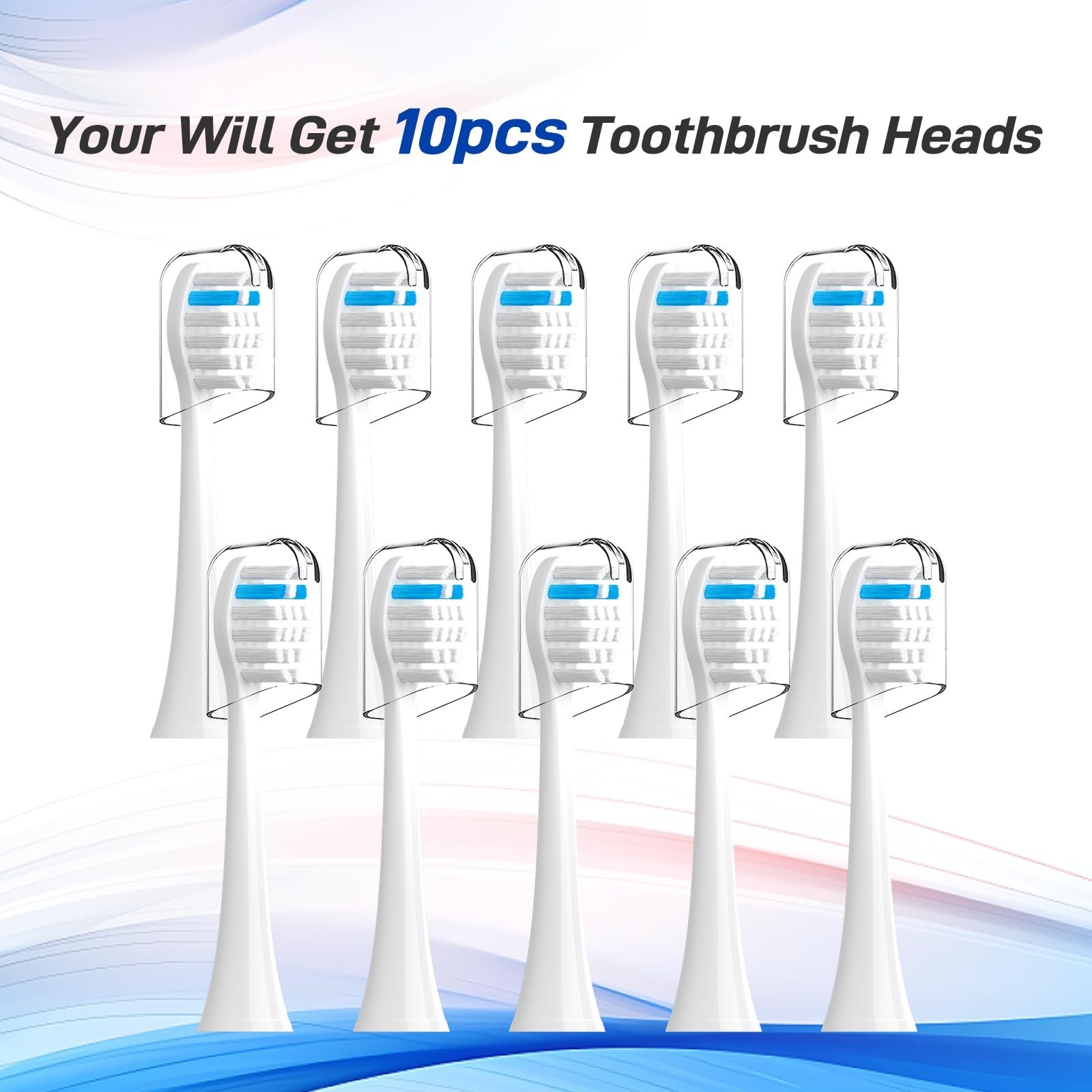 Replacement Toothbrush Heads for Electric Toothbrushes, 10 Pack, White, Compatib