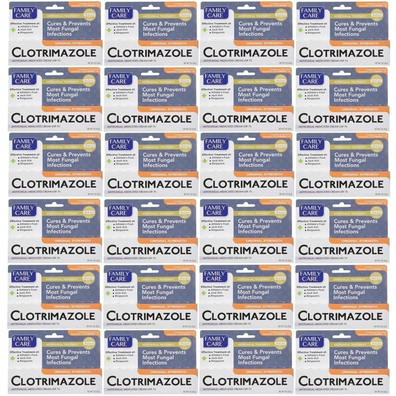 24 Packs Family Care Antifungal Medicated Cream 1% USP Compare to Lotrimin 1 oz