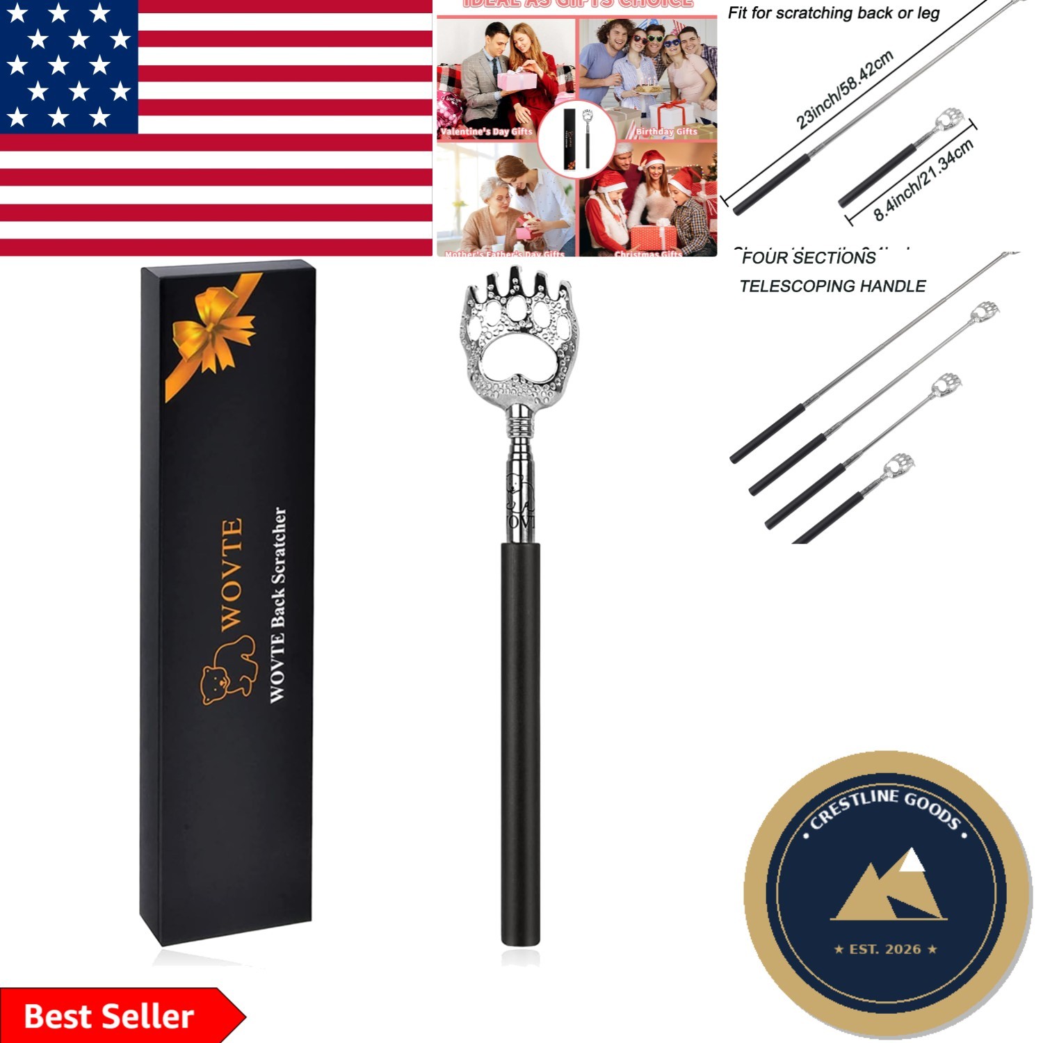Stainless Steel Extendable Back Scratcher with Soft Grip for Ultimate Comfort
