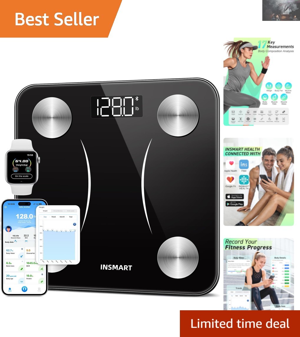 Comprehensive Smart Scale for Body Weight – 0.1lb Accuracy, Sync with App, Black