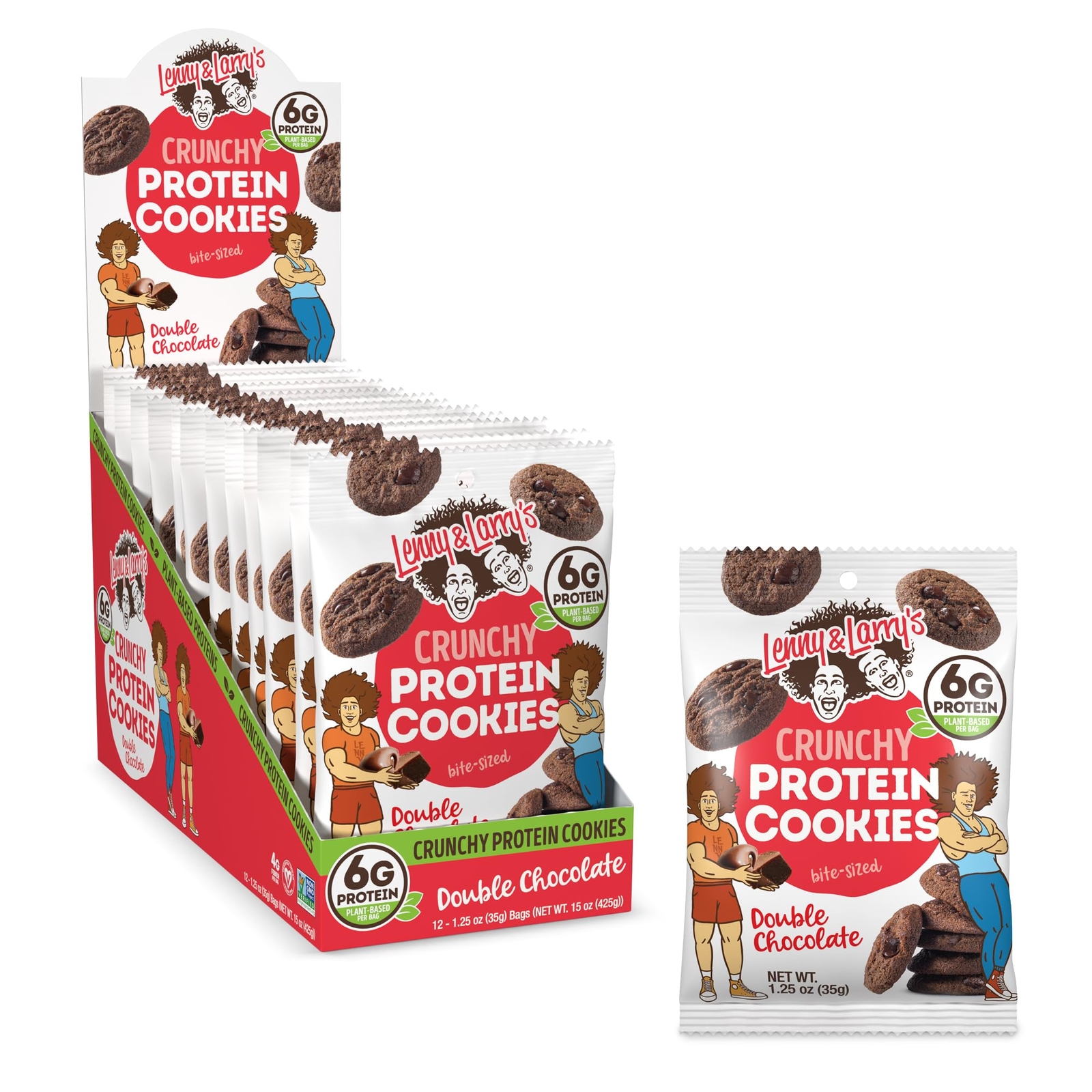 Lenny and Larry’s Double Chocolate Vegan Protein Cookies 12 Pack 1.25oz Bags