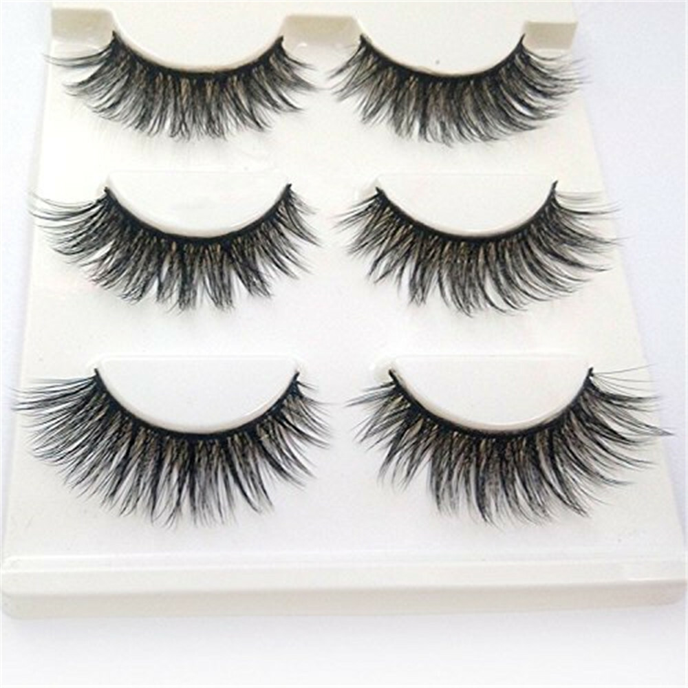 3 6 15 Pairs 100% Real 3D Mink Makeup Cross False Eyelashes Eye Lashes Handmade