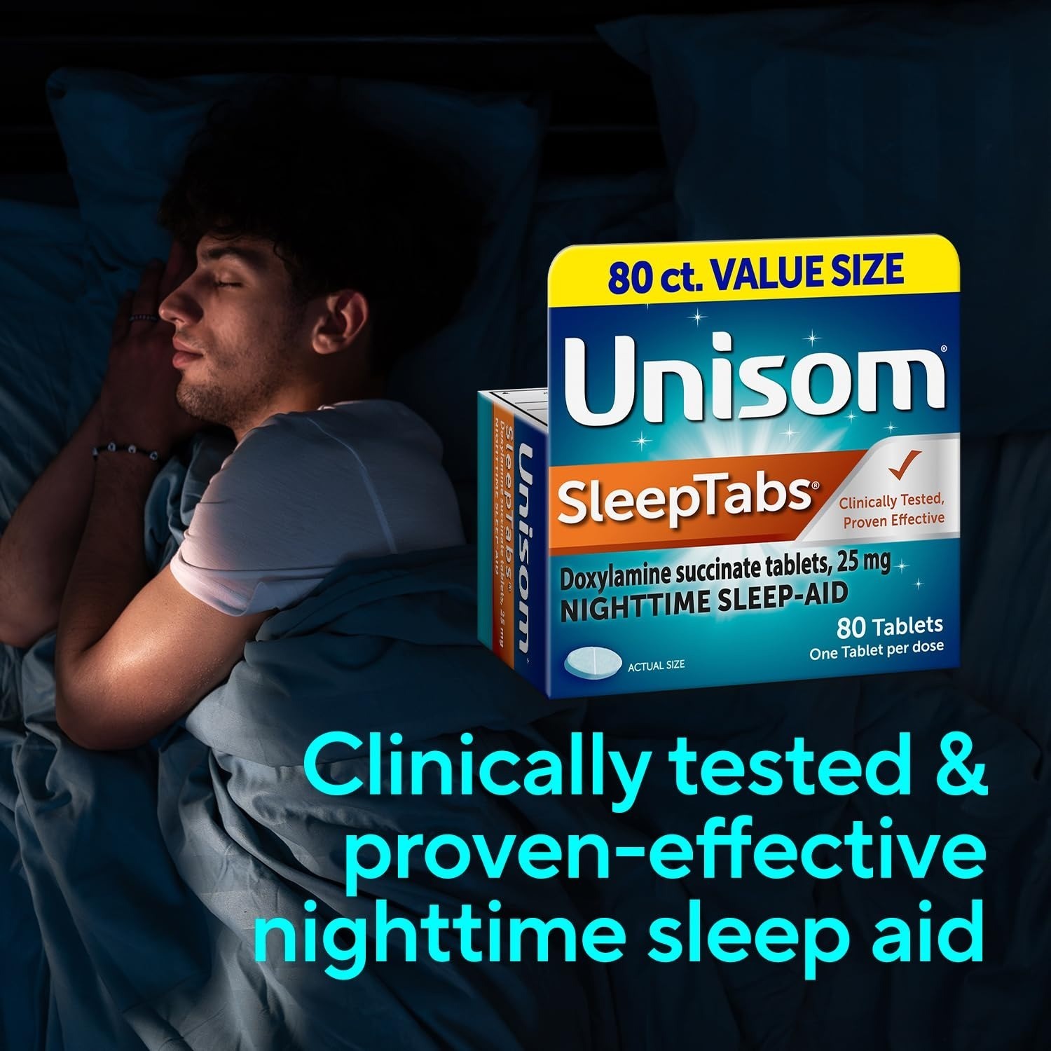 Unisom SleepTabs Nighttime Sleep Aid Tablets 25mg, 80 Count