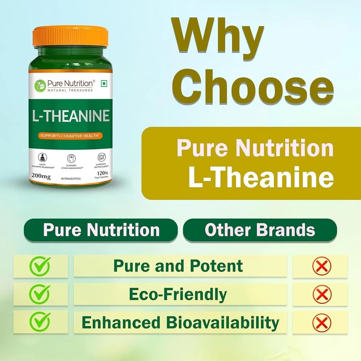Pure Nutrition L-Theanine 200mg – 120 Veg Capsules