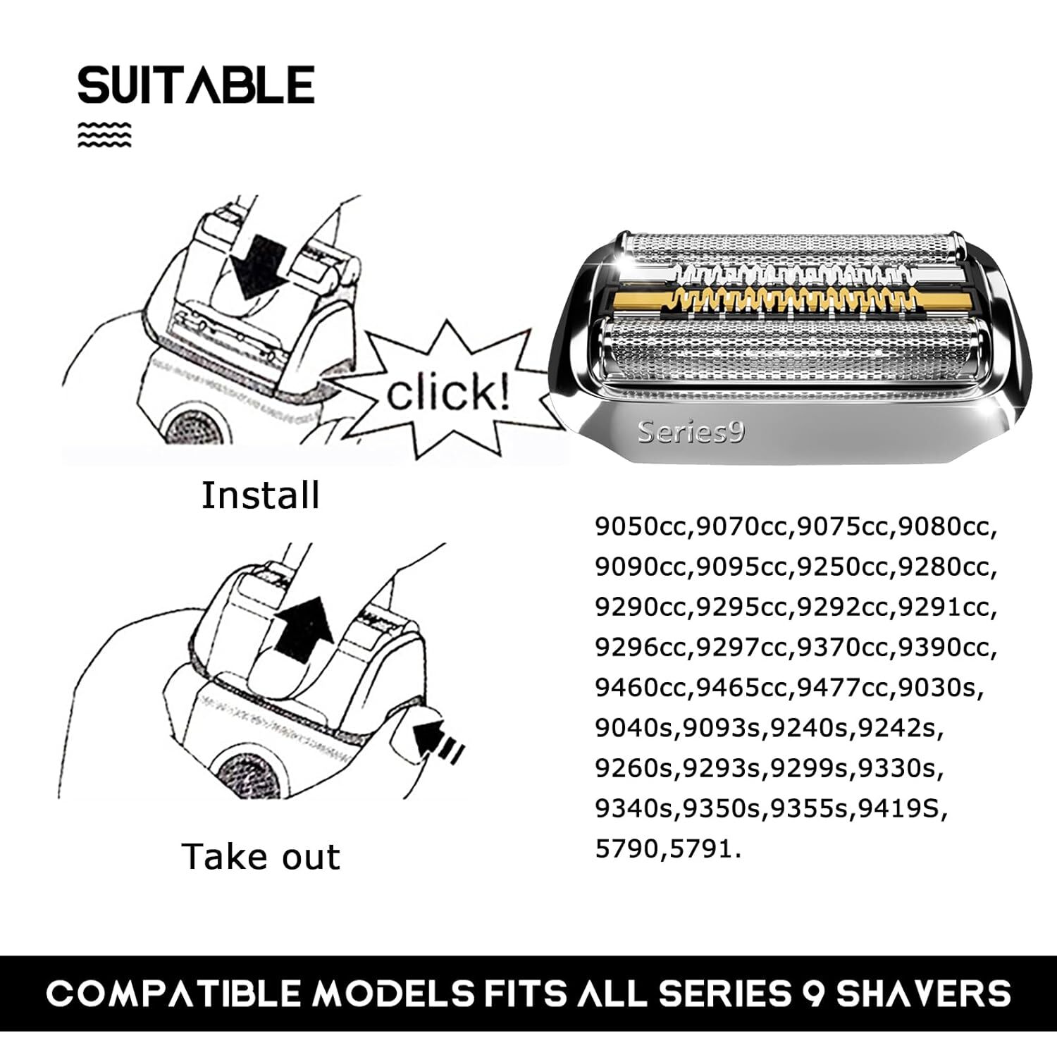 Replacement Shaver Foil Screem for BRAUN GROUP SERIES 9 AND 9 PRO 94M/92S/92B