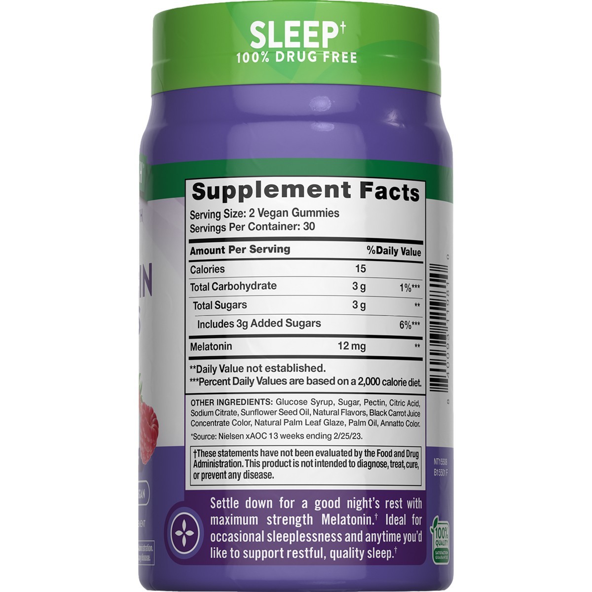 Nature’s Truth 12mg Melatonin Vegan Gummies – 60ct: Dietary Supplement