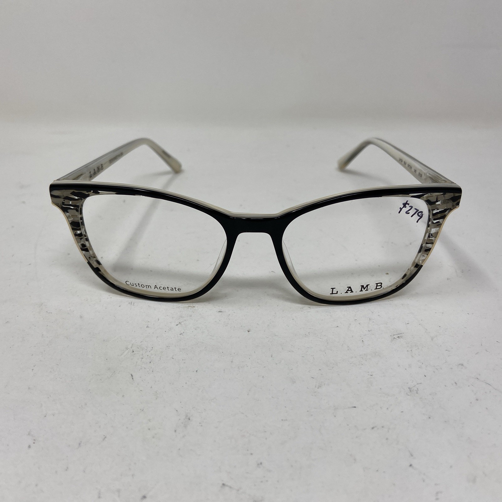 LAMB EYEWEAR LA124 BLACK WHITE 50-16-140 B:39 FLEX HINGE EYEGLASSES EK87