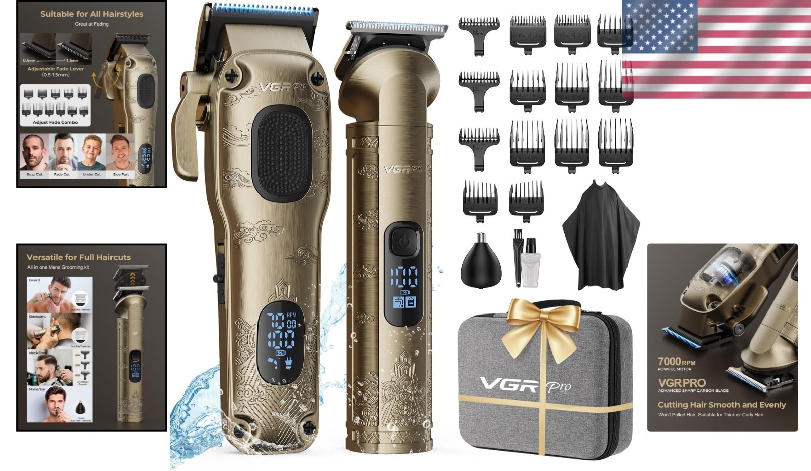 Vgrpro Men’s Grooming Kit – Complete Hair Clipper & Trimmer Set with Accessories