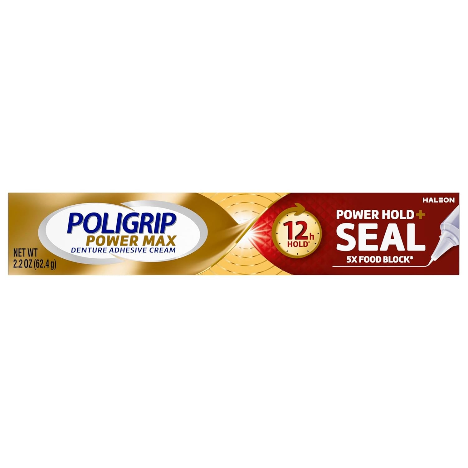 Poligrip Power Max Power Hold plus Seal Denture Adhesive Cream, Denture Cream fo