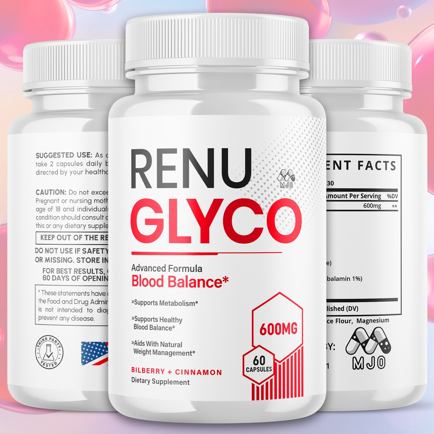 (5 Pack) Renu Glyco Advanced Support Blood Supplement RenuGlyco 300 Capsules
