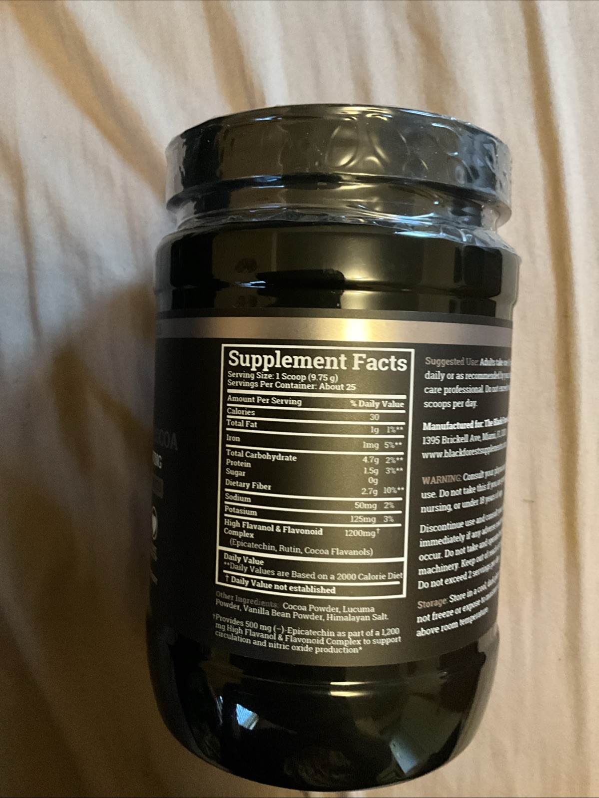 Black Forest High Flavanol Cocoa Powder Flavonoids Supplement 1200 mg
