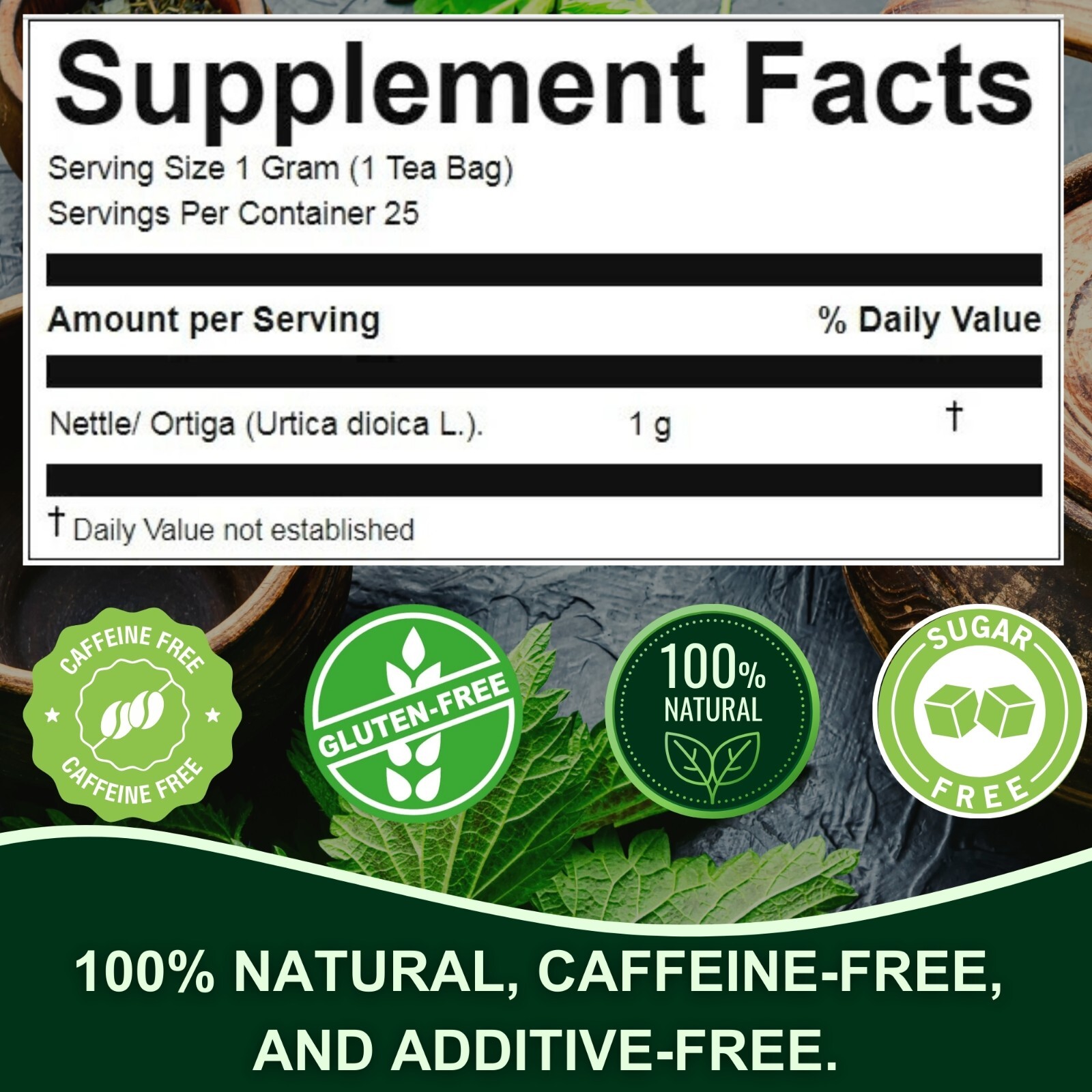 Stinging Nettle Tea 50 Herbal Teabags -0 Natural Dried Te de of Ortiga/Urtica