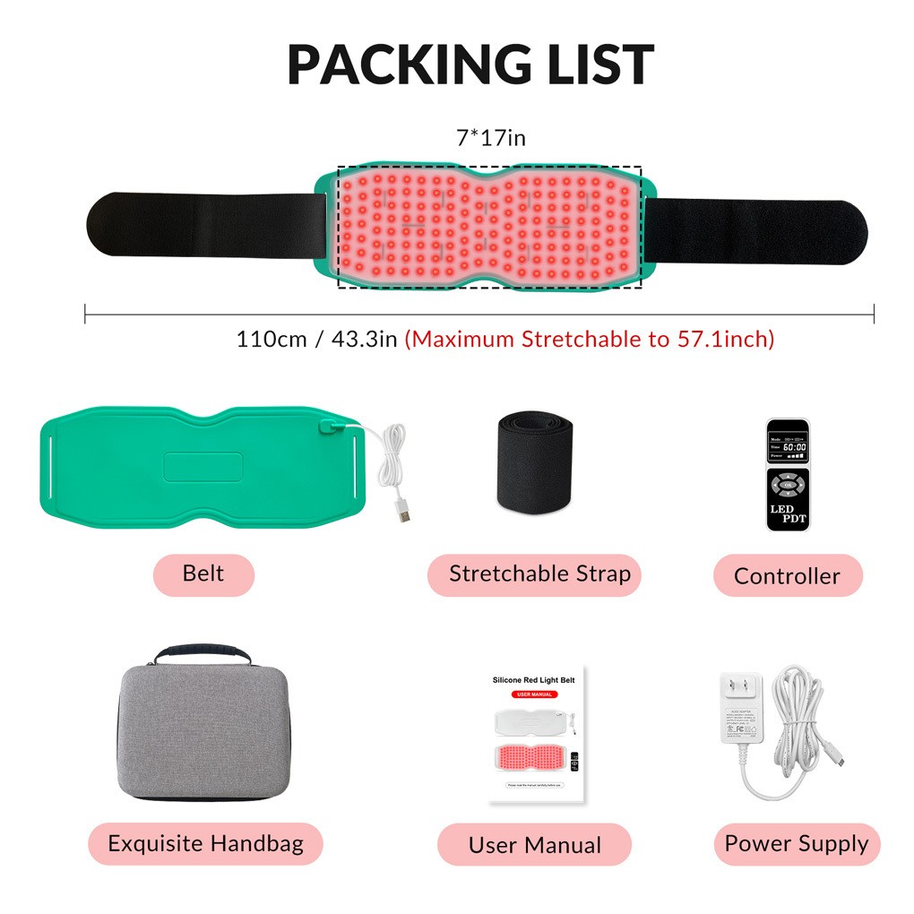 660nm 850nm 940nm Red Light Therapy Belt for Back Waist Shoulder Pain Relief
