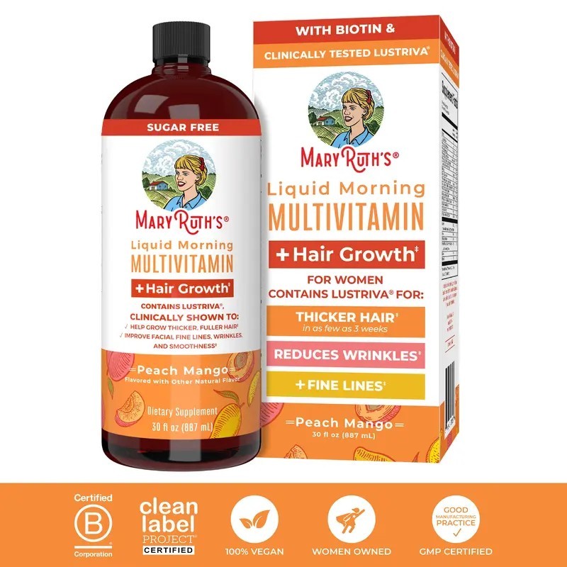 MaryRuth’s Liquid Multivitamin 30 Fl Oz Lustriva Hair Growth Biotin Anti-Wrinkle
