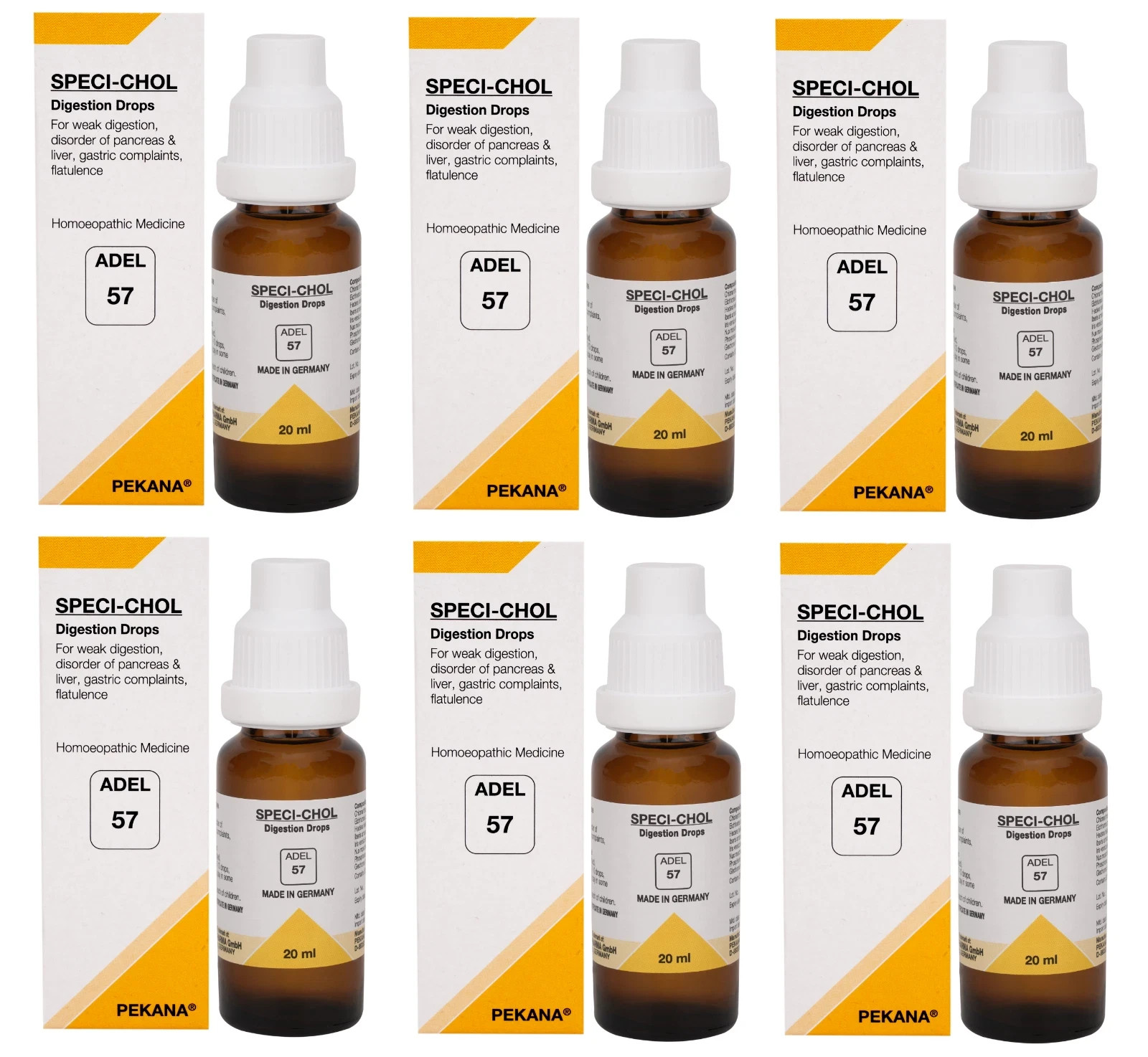 ADEL 57 Digestion Drops Pack of 6 Homeopathic Remedy for Natural Stomach Care