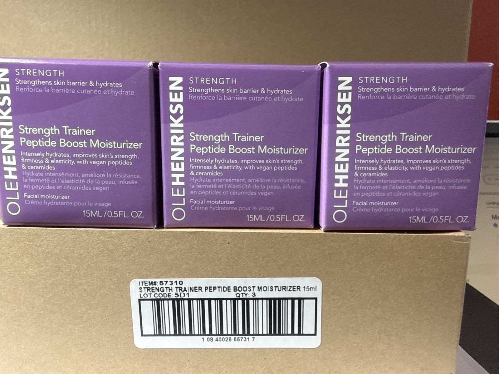 3-PACK Ole Henriksen Strength Trainer Peptide Boost Moisturizer , 0.5 FL OZ NIB