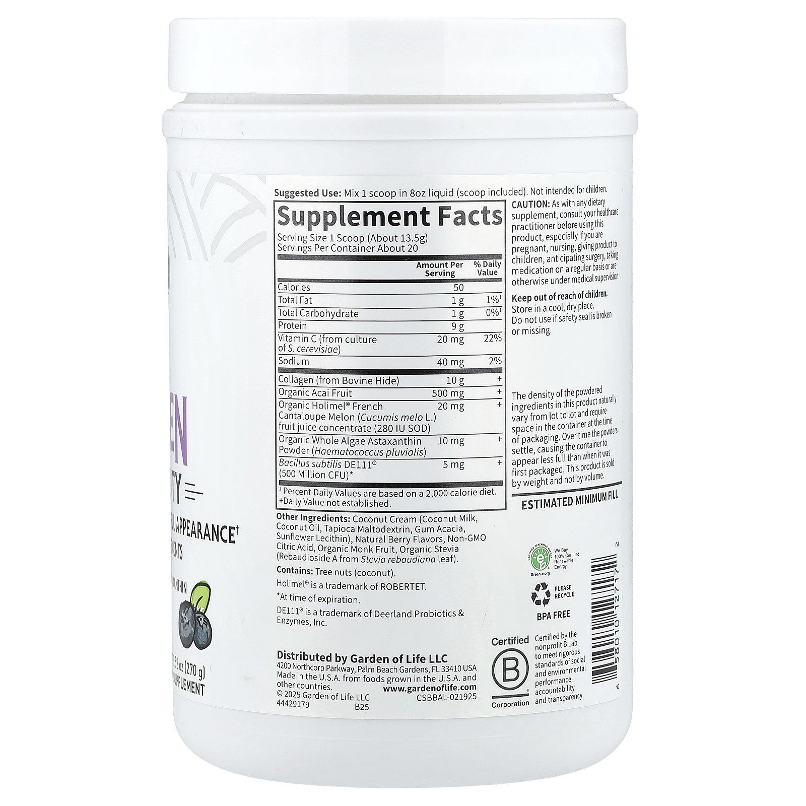 Grass Fed Collagen, Super Beauty, Blueberry Acai, 9.52 oz (270 g)