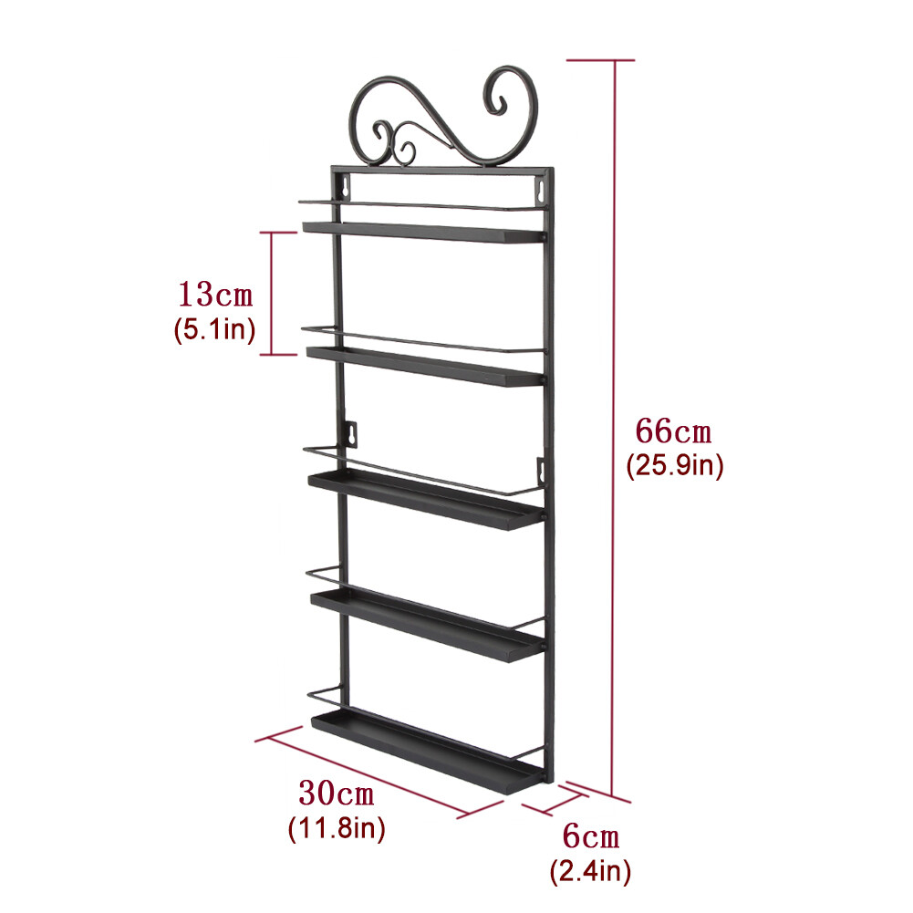 Combination Metal Nail Polish Display Organizer 5 Tier Wall Rack Holder Black US