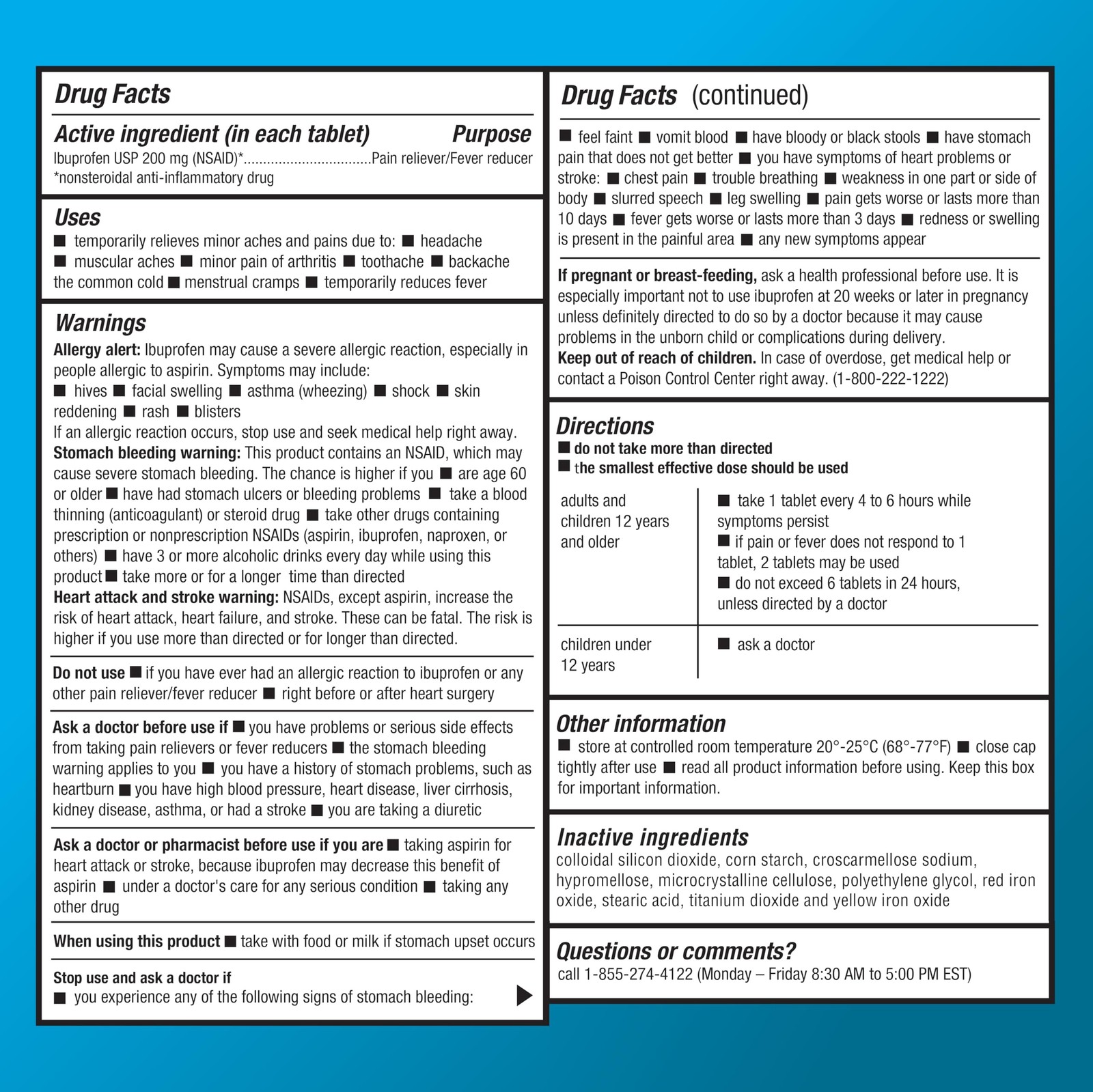 Amazon Basic Care Ibuprofen Tablets, Fever Reducer and 200 Count (Pack of 1)