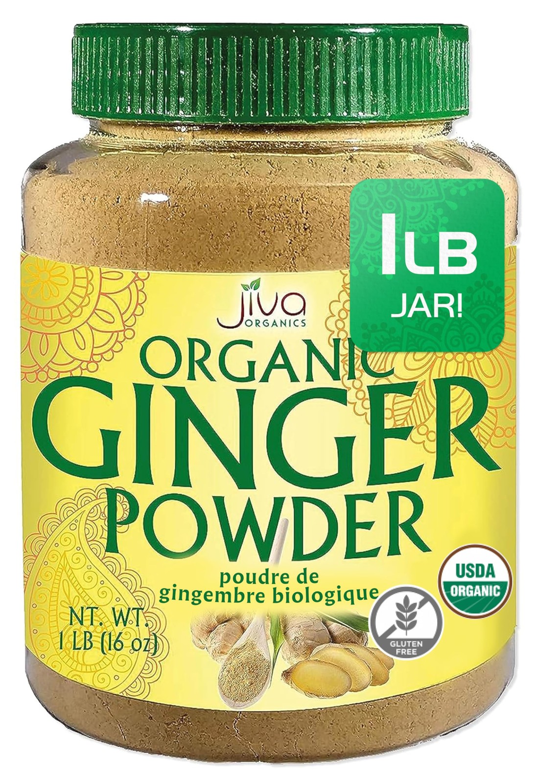 Jiva Organics Organic Ginger Root Powder 1 LB Jar – Gluten Free, Non-GMO -…