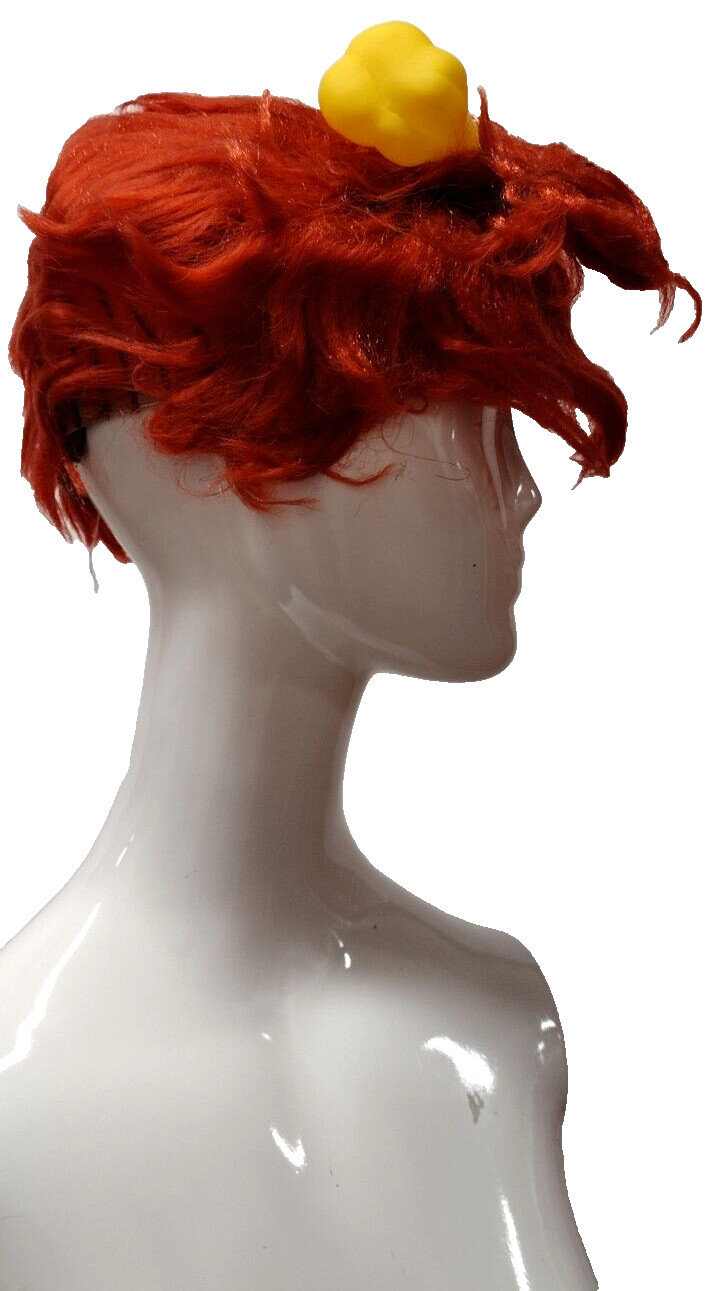 FLINTSTONES Orange wig with bones BAM BAM Authentic Vintage Rare 1980s Synthetic