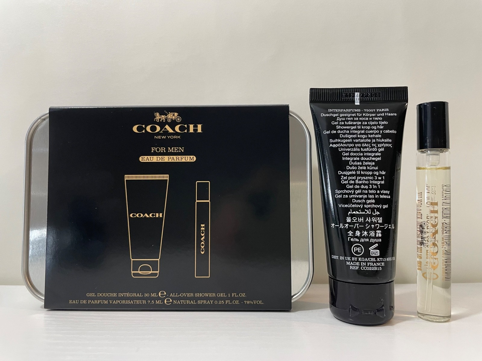 COACH Men Eau De Parfum Spray 0.25oz / 7.5ml + Shower Gel 1oz Travel Set NIB