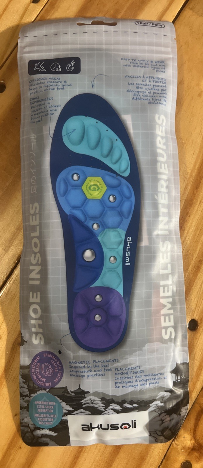 Akusoli Unisex Adult L/XL Magnetic Acupressure Insoles – US M 8.5-13/W 10.5-12