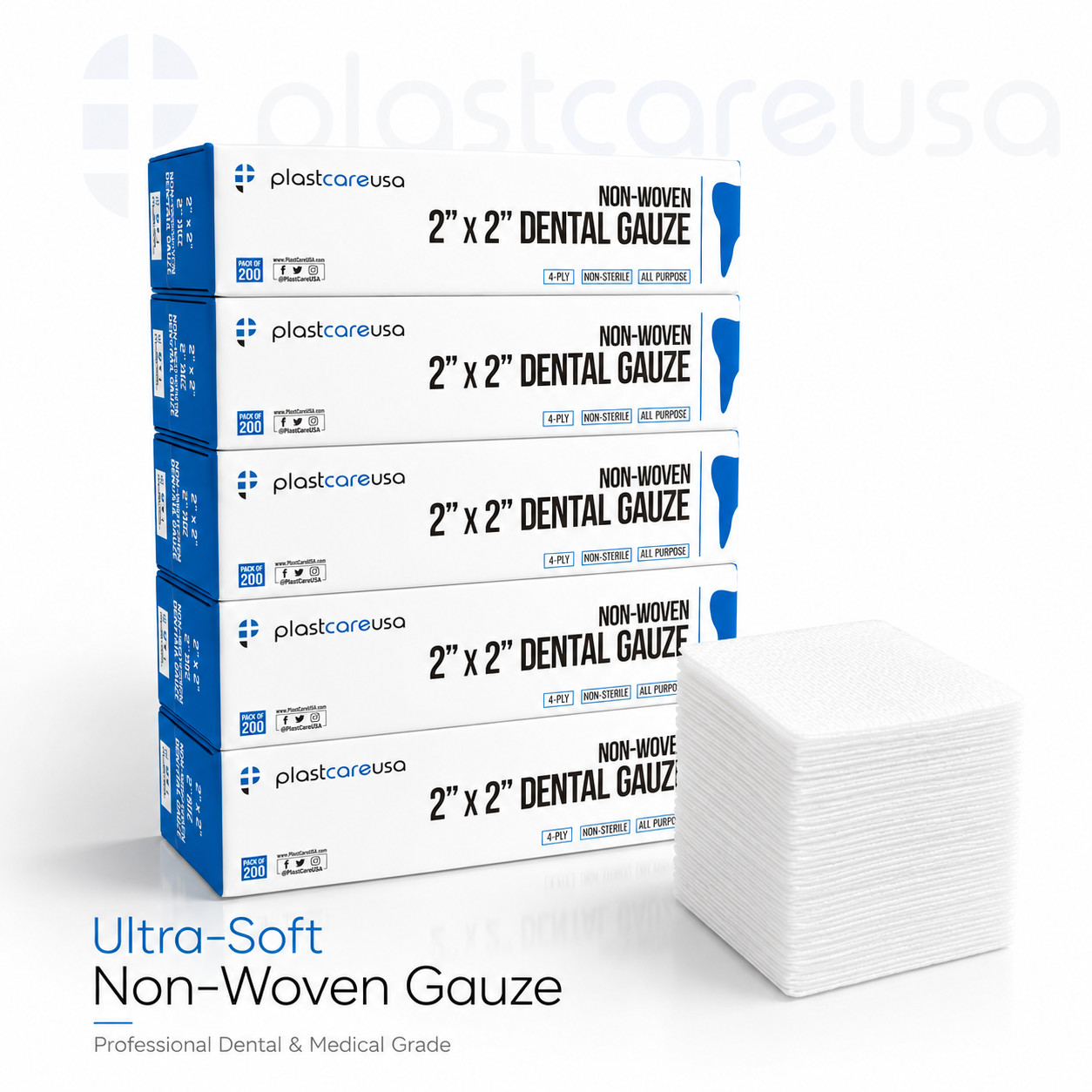 10000 2×2 Non Woven Sponges 4-Ply, Non-Sterile Cotton Dental Gauze (2 Case)