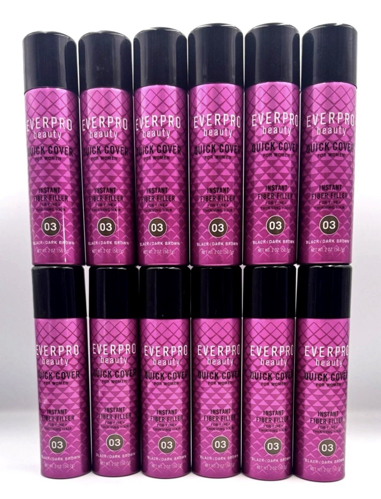 Everpro Quick Cover For Women Thinning Hair 2 oz. Black/Dark Brown 03- 12 Pack